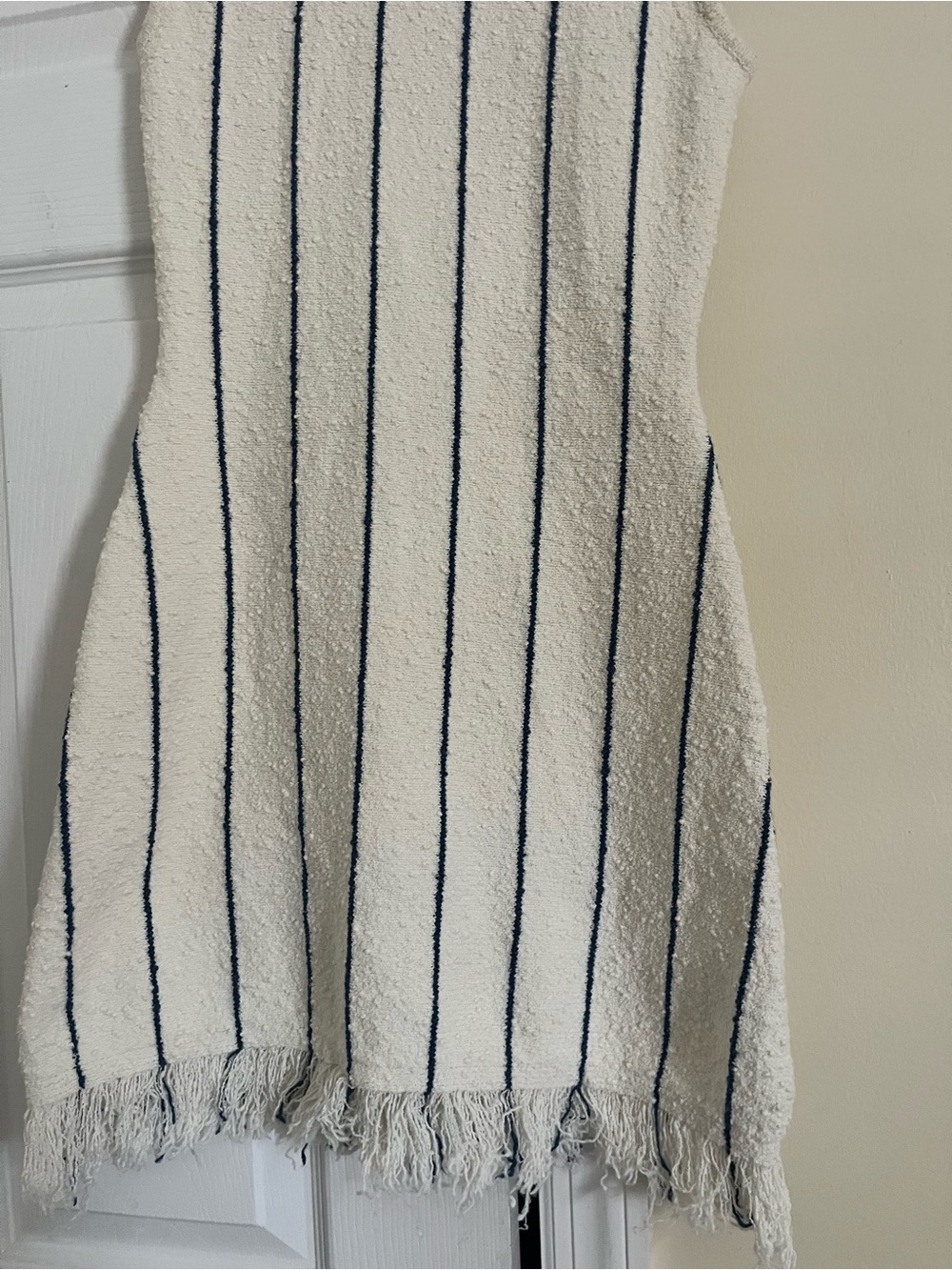 A.Ligne Cream Sleeveless Mini Dress with Navy Pinstripes - Picture 2 of 10